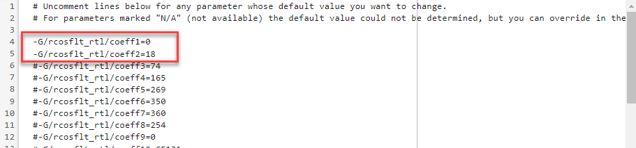 A parameter file with the first two lines uncommented