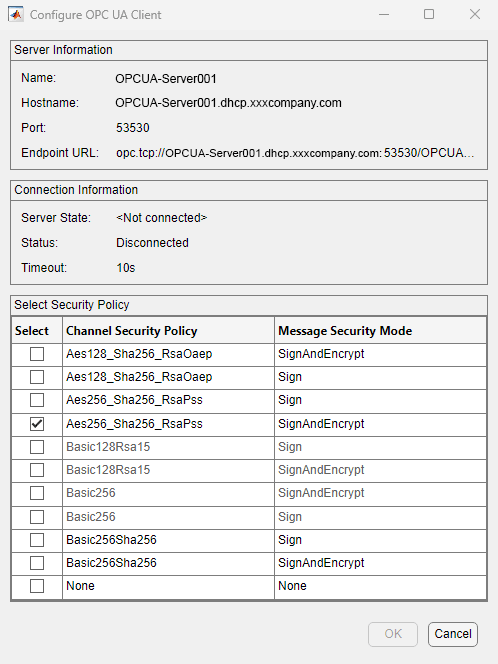 Configure OPC UA Client