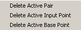 The Edit menu showing options for deleting an active pair, deleting an active input point, and deleting an active base point.