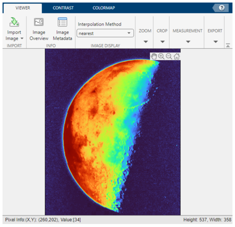 Apply a colormap using the options in the Colormap tab of the app toolstrip