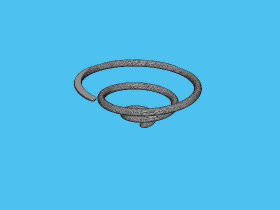 Gray spiraling coil against blue background.