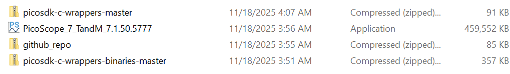 Installed PicoScope files