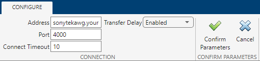 TCP/IP Explorer app with connection parameters.