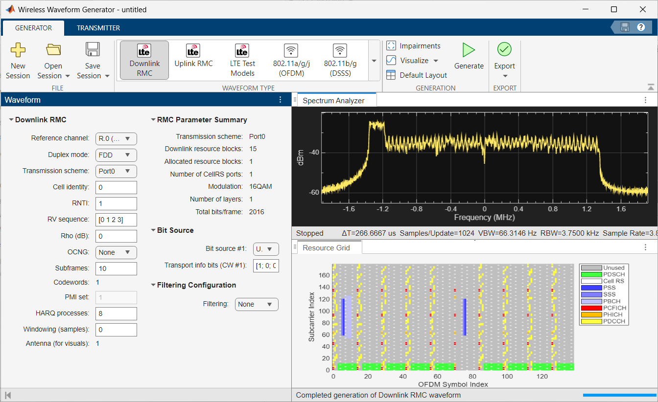 LTE Waveform Generator app