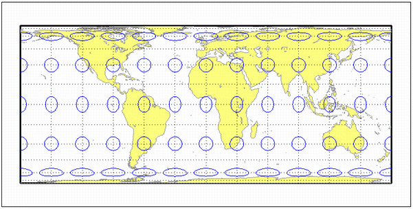 World map using Behrmann projection