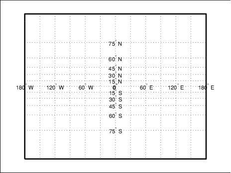 Graticule and frame for a map that uses a Mercator projection