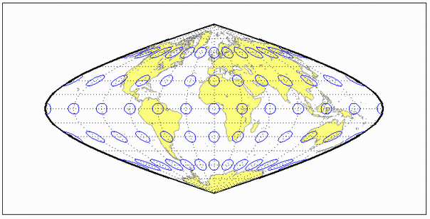 World map using Putnins P5 projection