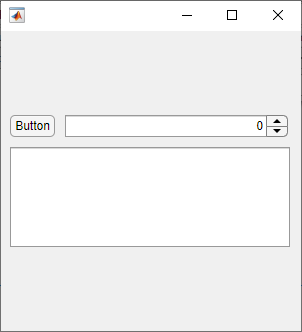 Figure with a button next to a spinner, and a text area underneath. The button and spinner are horizontally aligned. The text area is 100 pixels tall.
