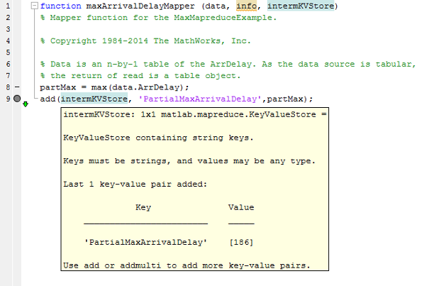 Screenshot of hover text showing KeyValueStore with one key-value pair.