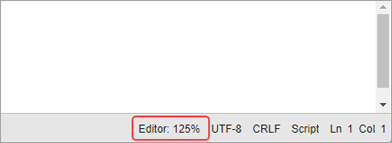 Bottom-right corner of the MATLAB desktop showing the current Editor zoom level as 125 percent