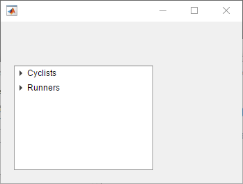 Tree UI component with two collapsed nodes. The Cyclists node appears before the Runners node.