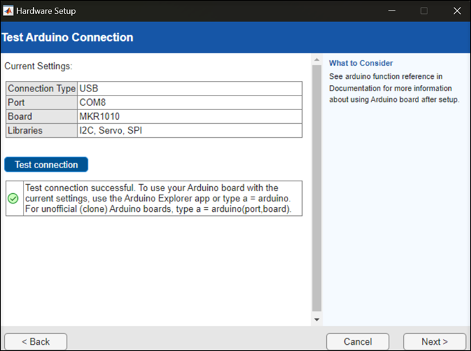 Test Arduino hardware board with USB connection