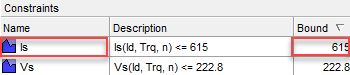 Constraints name and bound