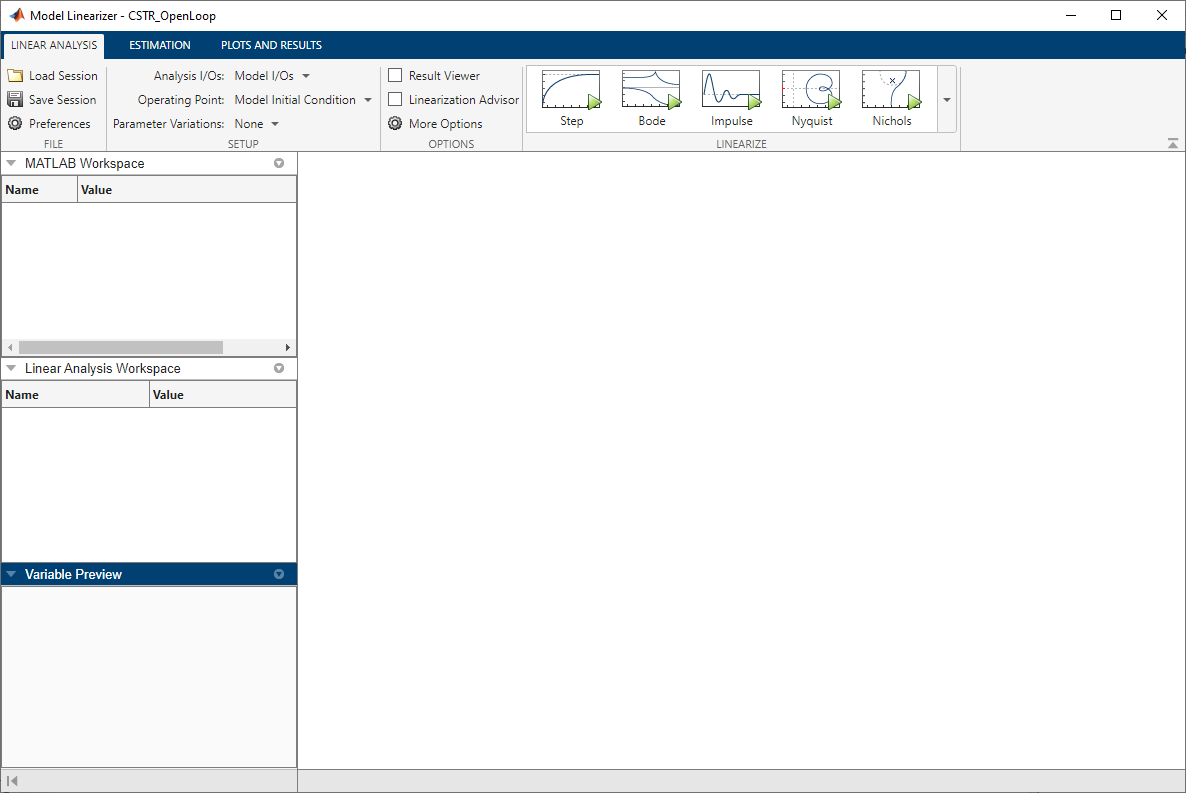 Model Linearizer app, initial window.