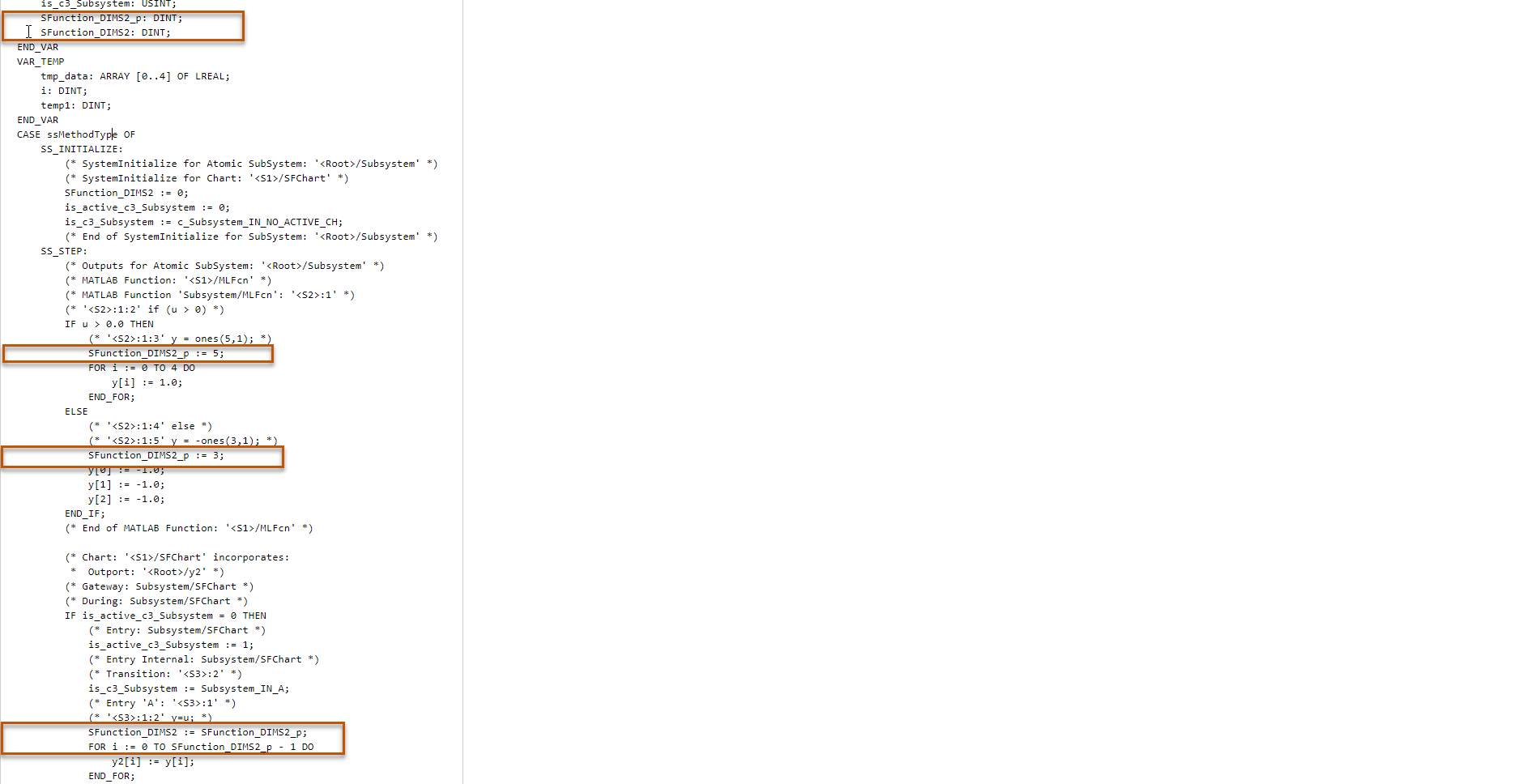 Variable-size signal outputs for Stateflow chart