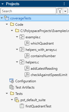 Project with a single handwritten test named firstQuadrantTest