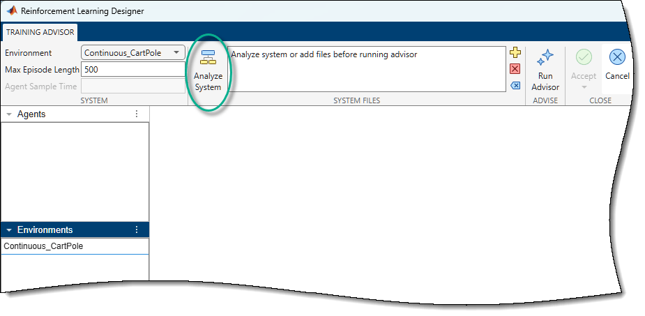 Training Advisor tab, with the Analyze System button circled