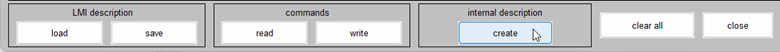 Bottom of LMI Editor showing "internal description" heading and "create" button