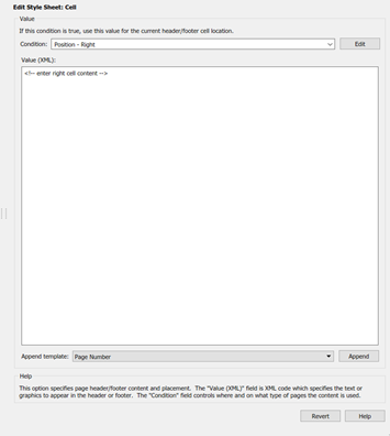 Properties pane with Condition specified as Position - Right