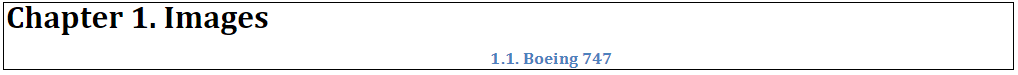 HTML report page showing Chapter 1. Images with a centered subsection heading 1.1. Boeing 747