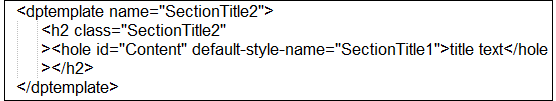 PDF and HTML SectionTitle2 Template, specifying title style using the content hole