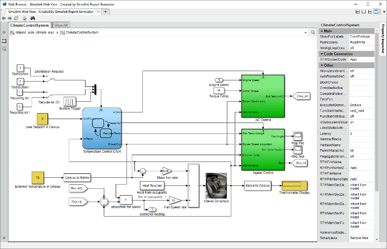 Web view is displayed in a MATLAB Web browser