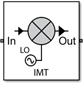 IMT block icon with Simulate noise is set to on and Add LO phase noise is set to off.