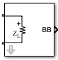 Outport block icon with Sensor type set to Power, Output parameter set to Complex Baseband, and Ground and hide terminal is Off.