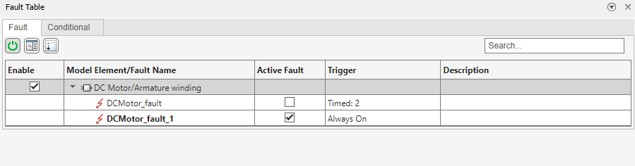 Fault Table shows Always On is selected.