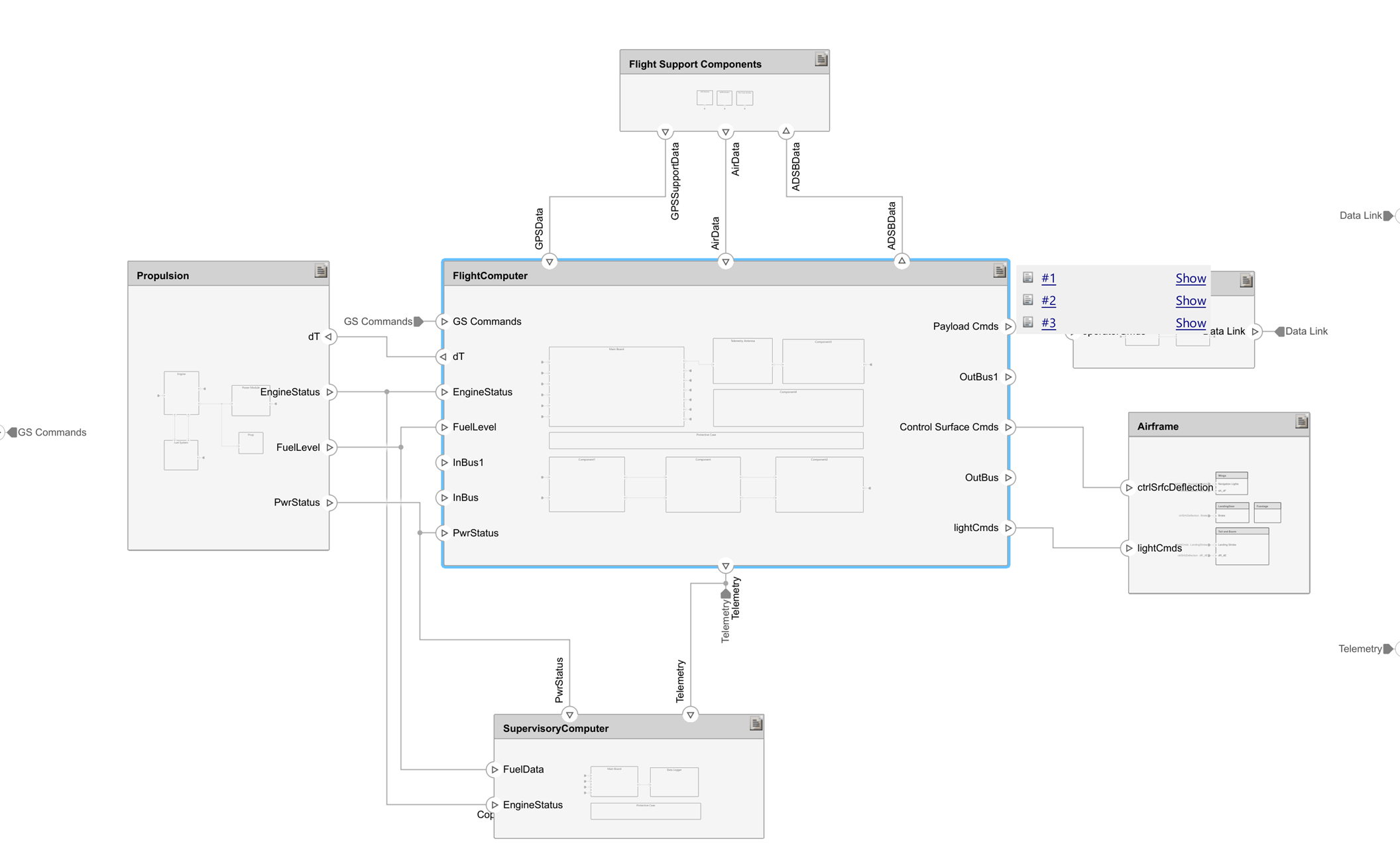 Architecture model component with a requirement link whose child components exceed the default limit of 7