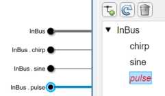 Three elements appear under InBus. The selected element, pulse, is red and italicized.