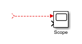Scope block with two input ports, with the top input port connected to signal line, and bottom input port unconnected