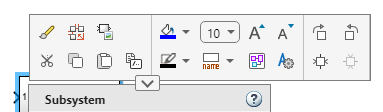 Subsystem context menu with labels on the format bar, format bar sections, and format bar rows