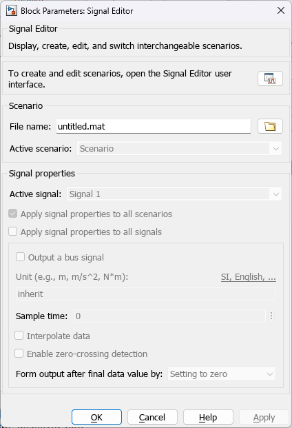 Default Signal Editor block