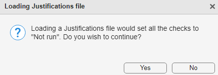 Loading Justifications Dialog