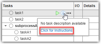 Mouse pointing to task information icon