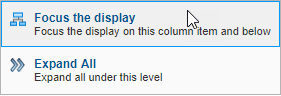 Context menu that appears when you right click an item in a row or column of the matrix