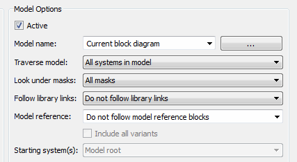 Model Options pane in the Report Explorer window