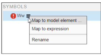 Map to model element menu option for symbol