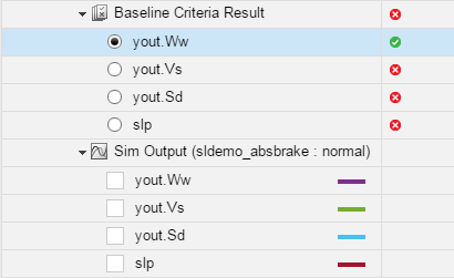 Result selection options