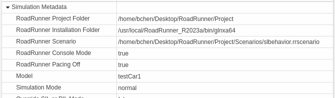 Simulation metadata in Results Summary