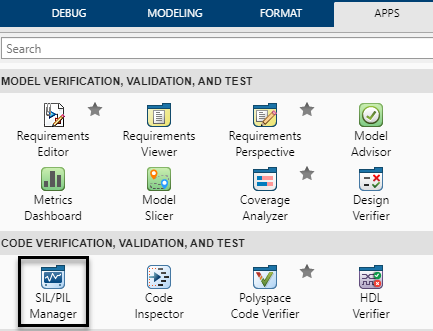 Apps tab with SIL PIL Manager highlighted