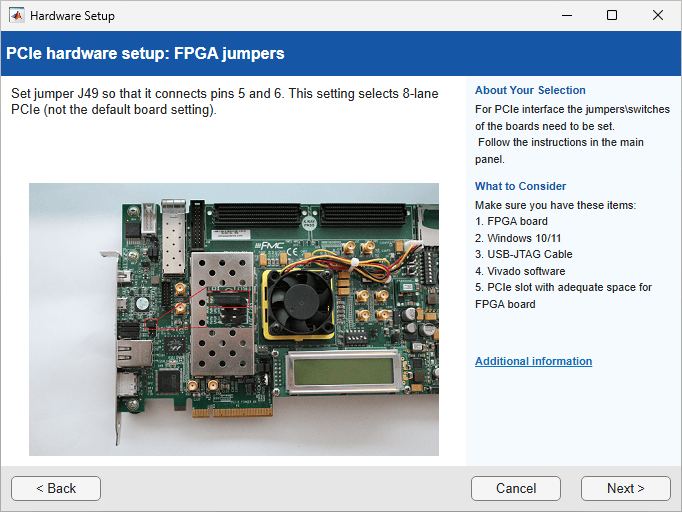 Set jumpers for PCIe interface
