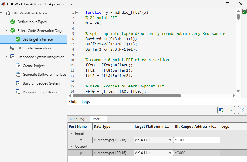 Map design ports to target platform interfaces.
