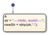 Stateflow chart that uses the strip operator in a state.