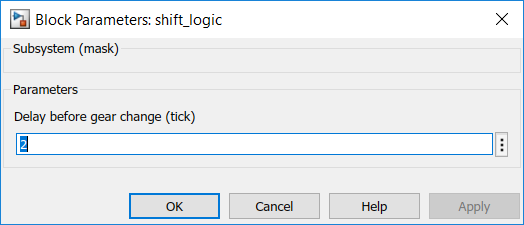 Mask Parameters dialog box for shift_logic chart.