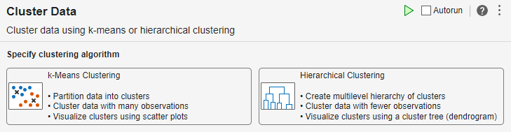 Cluster Data task in the Live Editor