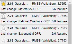 Trained models sorted by validation RMSE