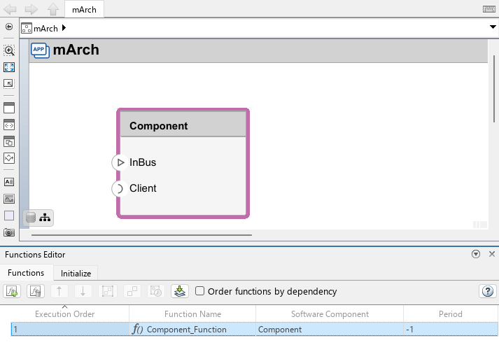 Functions Editor open with a component function selected.