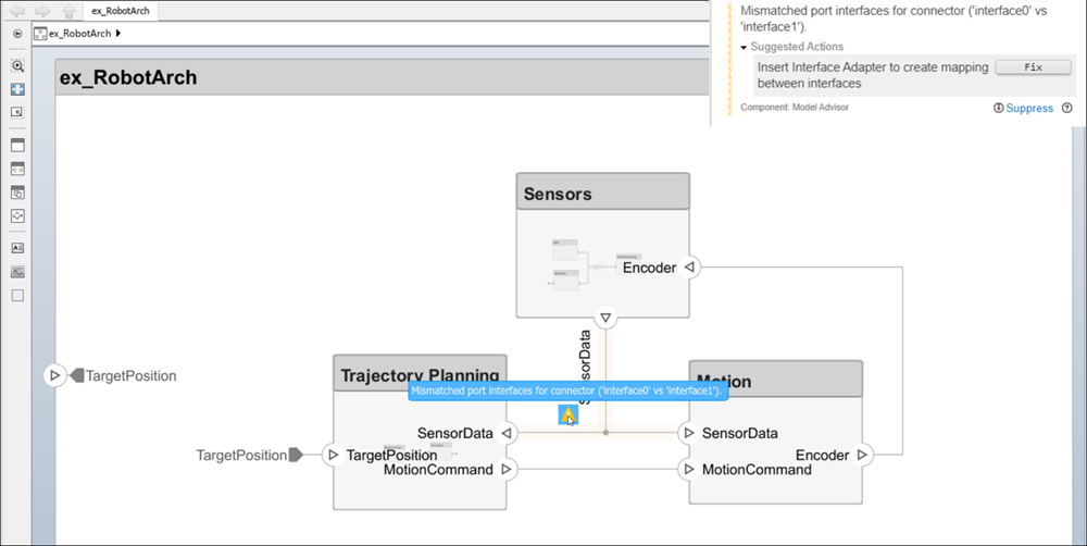 Edit-time check for mismatched interfaces.